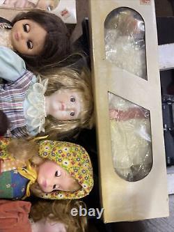 Huge Lot Vintage Dolls with Assorted Porcelain Dolls New & Used