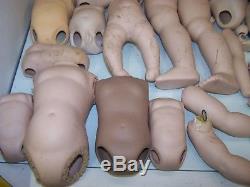 Huge Lot of 100+ Ceramic Doll Parts Heads, Arms, Bodies, Hands vintage 1980s