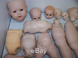 Huge Lot of 100+ Ceramic Doll Parts Heads, Arms, Bodies, Hands vintage 1980s