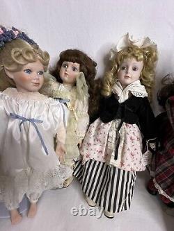 Huge Lot of 23f Porcelain Dolls 90s Various Sizes Makers Few Stands As-Is Vintag