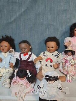 Huge lot of 16 vintage porcelain dolls collectible
