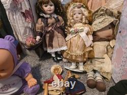 Huge lot of Vintage, Porcelain, Modern Dolls / Collectables, Baby Carriage