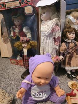 Huge lot of Vintage, Porcelain, Modern Dolls / Collectables, Baby Carriage