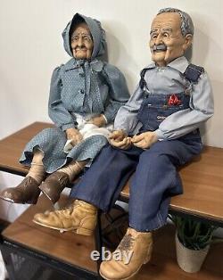 Inscribed by William Wallace Jr Grandpa 35 & Grandma Porcelain Dolls VTG Oshkosh