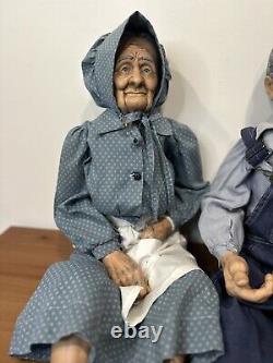 Inscribed by William Wallace Jr Grandpa 35 & Grandma Porcelain Dolls VTG Oshkosh