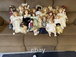 JOB LOT 26 Vintage Porcelain Dolls for OOAK/Customization Rooted Eyelashes Wigs