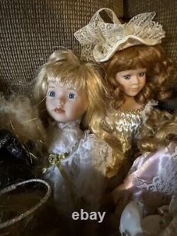 JOB LOT 26 Vintage Porcelain Dolls for OOAK/Customization Rooted Eyelashes Wigs