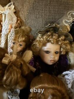 JOB LOT 26 Vintage Porcelain Dolls for OOAK/Customization Rooted Eyelashes Wigs