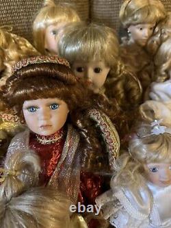 JOB LOT 26 Vintage Porcelain Dolls for OOAK/Customization Rooted Eyelashes Wigs