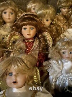 JOB LOT 26 Vintage Porcelain Dolls for OOAK/Customization Rooted Eyelashes Wigs