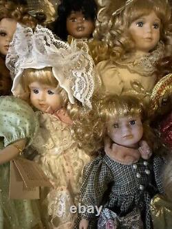 JOB LOT 26 Vintage Porcelain Dolls for OOAK/Customization Rooted Eyelashes Wigs