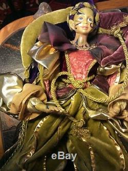 Jester Doll Vintage Hand Crafted Gothic Collectors Porcelain Fabric 75cm/29