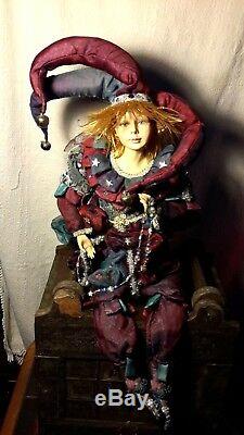 Jester Doll Vintage Hand Crafted Large Limited Edition Porcelain Fabric 70cm/28
