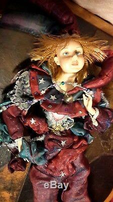 Jester Doll Vintage Hand Crafted Large Limited Edition Porcelain Fabric 70cm/28