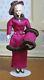 Jointed Vintage Porcelain Lady Doll In Magenta Artisan Dollhouse Miniature