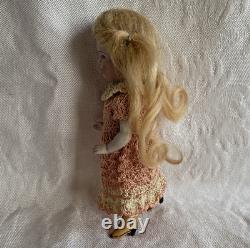 Kestner 4-1/2 Dollhouse Doll Bisque Porcelain 184.3 Germany Blonde Yellow Boots