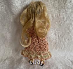Kestner 4-1/2 Dollhouse Doll Bisque Porcelain 184.3 Germany Blonde Yellow Boots