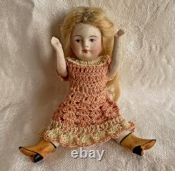 Kestner 4-1/2 Dollhouse Doll Bisque Porcelain 184.3 Germany Blonde Yellow Boots