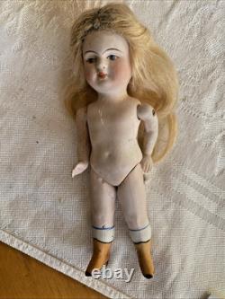 Kestner 4-1/2 Dollhouse Doll Bisque Porcelain 184.3 Germany Blonde Yellow Boots