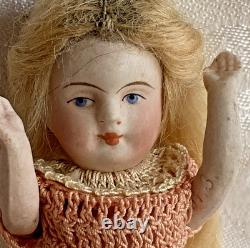 Kestner 4-1/2 Dollhouse Doll Bisque Porcelain 184.3 Germany Blonde Yellow Boots