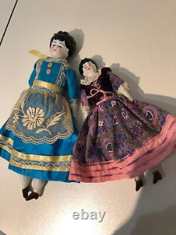 LOT of 2 Antique 8 And 10 Bisque Porcelain German Agnes China Head Dolls