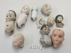 LOT of PORCELAIN VINTAGE & ANTIQUE DOLL BODY PARTS ARM HEADS Germany RARE