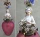 Lady Doll French Rose Shade Dress Swag Lamp Vintage Porcelain Brass Deco Crystal