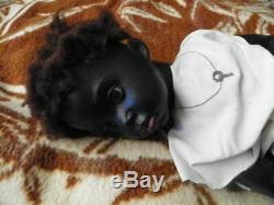 Large Antique Vintage Beautiful Black Male Style All Porcelain Doll 24 Unique