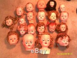 Large Lot Of 20 Vtg. Doll Heads. Must See