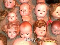 Large Lot Of 20 Vtg. Doll Heads. Must See