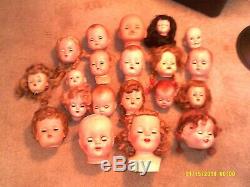 Large Lot Of 20 Vtg. Doll Heads. Must See