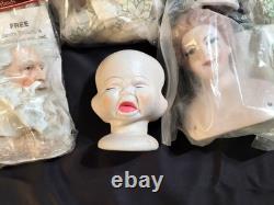 Large Lot Vintage Doll Bisque Porcelain Heads, Body Parts and some Wigs