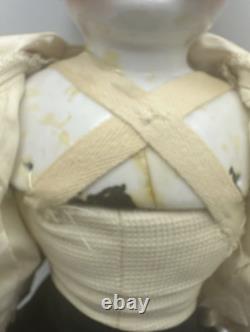 Large Victorian Doll 22 Porcelain Head Clothes Hat withStand Mid-Late 1800s Nice