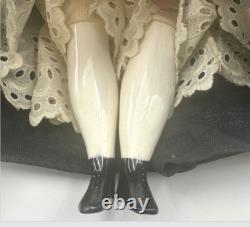 Large Victorian Doll 22 Porcelain Head Clothes Hat withStand Mid-Late 1800s Nice
