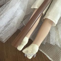 Large Victorian Porcelain Doll with Curly Red Hair Pink Lace Dress Collectible