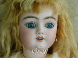 Large Vintage Antique 25 German porcelain Jointed Body Blue Glass eye Doll rare