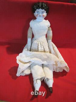 Large antique German low brow China Head doll, all original, 20 tall