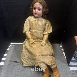 Large antique Schoenau Hoffmeister 1906 doll 27'' in a vintage outfit