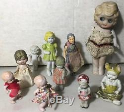 Lot-10 Vintage German & Japanese Porcelain Dolls in VG Condition Free Shipping