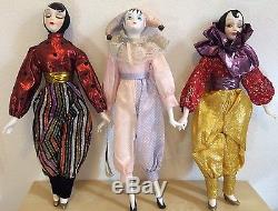 Lot 3 Vintage Porcelain Musical Collection VTG Harlequin Dolls 17 HERITAGE