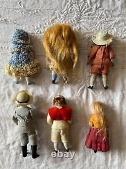 Lot 6 Doll Collection Antique Bisque Mignonette Dollhouse 3-4 German Black Boot