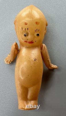 Lot (6) Vtg MINIATURE KEWPIE Doll Porcelain Bisque Celluloid BROWN Teeny TINY
