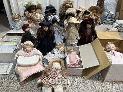 Lot Of 23 Vintage porcelain dolls from 1980s and 1990s