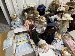 Lot Of 23 Vintage porcelain dolls from 1980s and 1990s