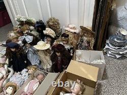 Lot Of 23 Vintage porcelain dolls from 1980s and 1990s