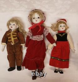 Lot Of 4 Vtg Antique White Porcelain Dolls Red Dress 14 15 18 19 tall