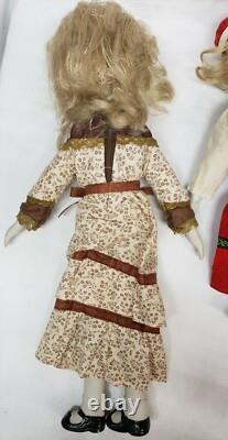Lot Of 4 Vtg Antique White Porcelain Dolls Red Dress 14 15 18 19 tall