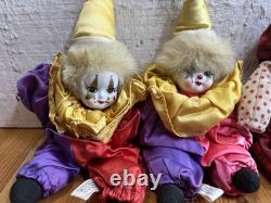 Lot Of 9 Vintage Clown Sand Bag Porcelain Dolls 7.5