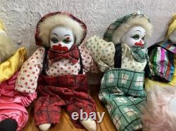 Lot Of 9 Vintage Clown Sand Bag Porcelain Dolls 7.5