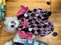 Lot Of 9 Vintage Clown Sand Bag Porcelain Dolls 7.5